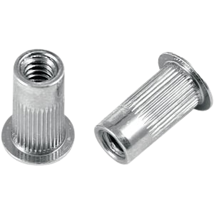 1/4-20 UNC-2B 0.165 - 0.260 Grip Round Body Splined Large Flange Head Aluminum Rivet Nut