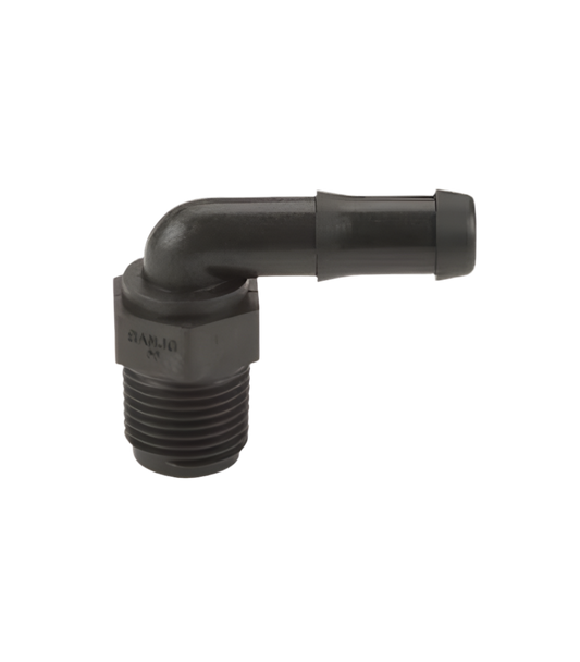 1/2" Male Thread x 1/2" Hose Barb Elbow