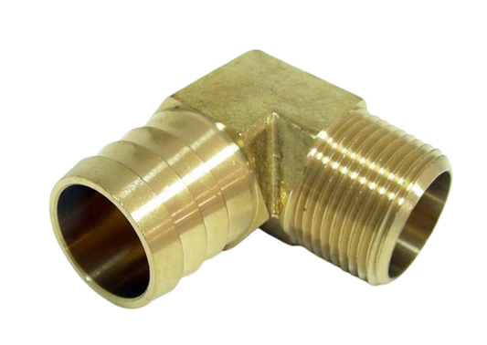 3/4" NPT Male to 1" Hose Barb Elbow Brass Fitting