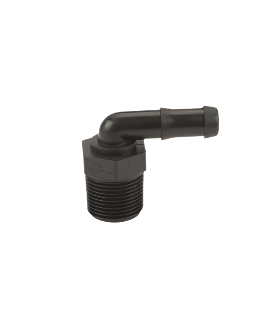 3/4" Male Thread x 1/2" Hose Barb Elbow