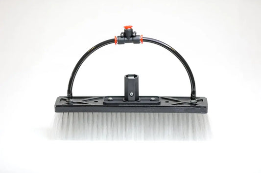 Tucker Window Cleaning Water Fed Brush │ Dual Trim - Boar & Nylon Bristle Hybrid - 2 Pencil Jets